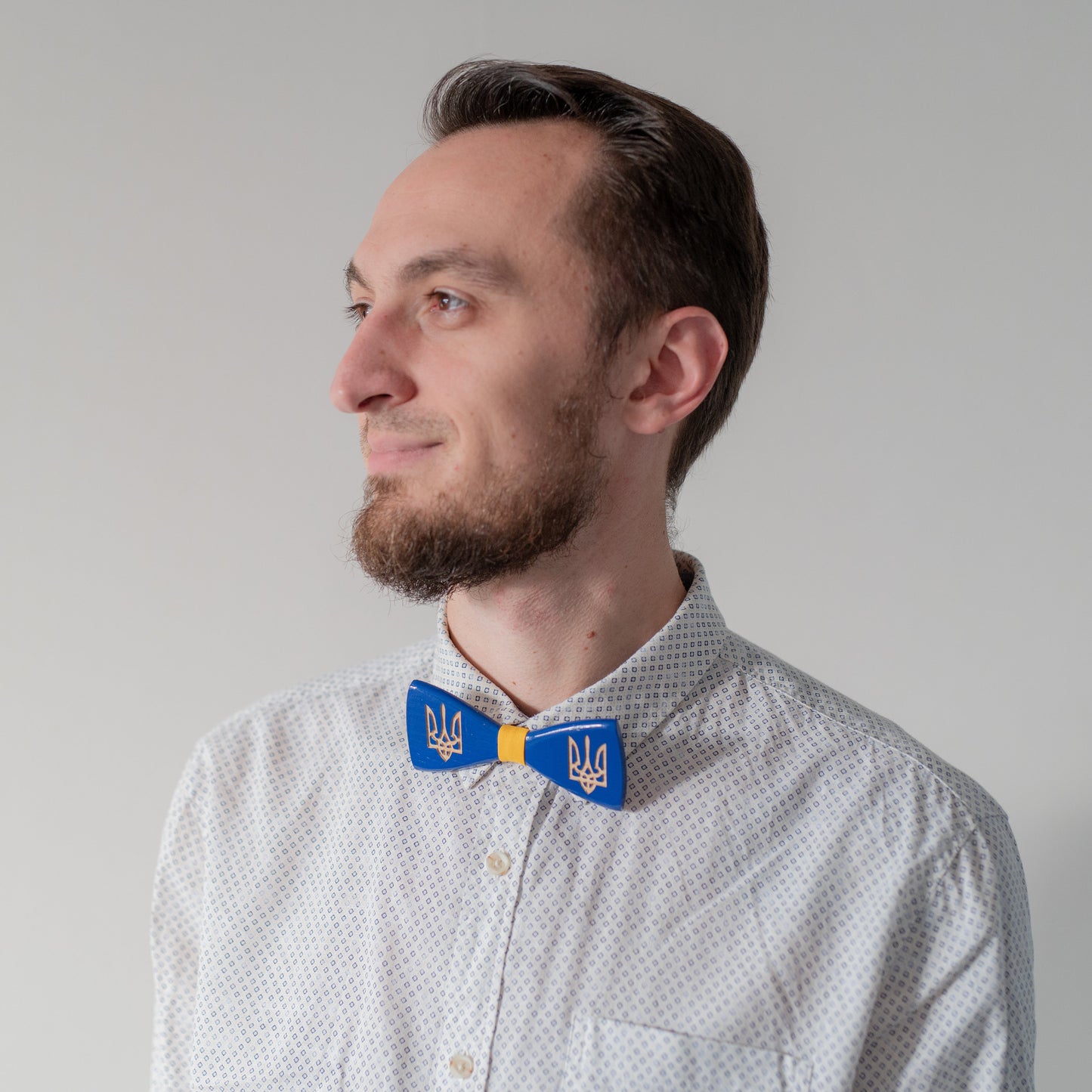 Ukraine Emblem Wooden Bow Tie, Personalized Gift for Men