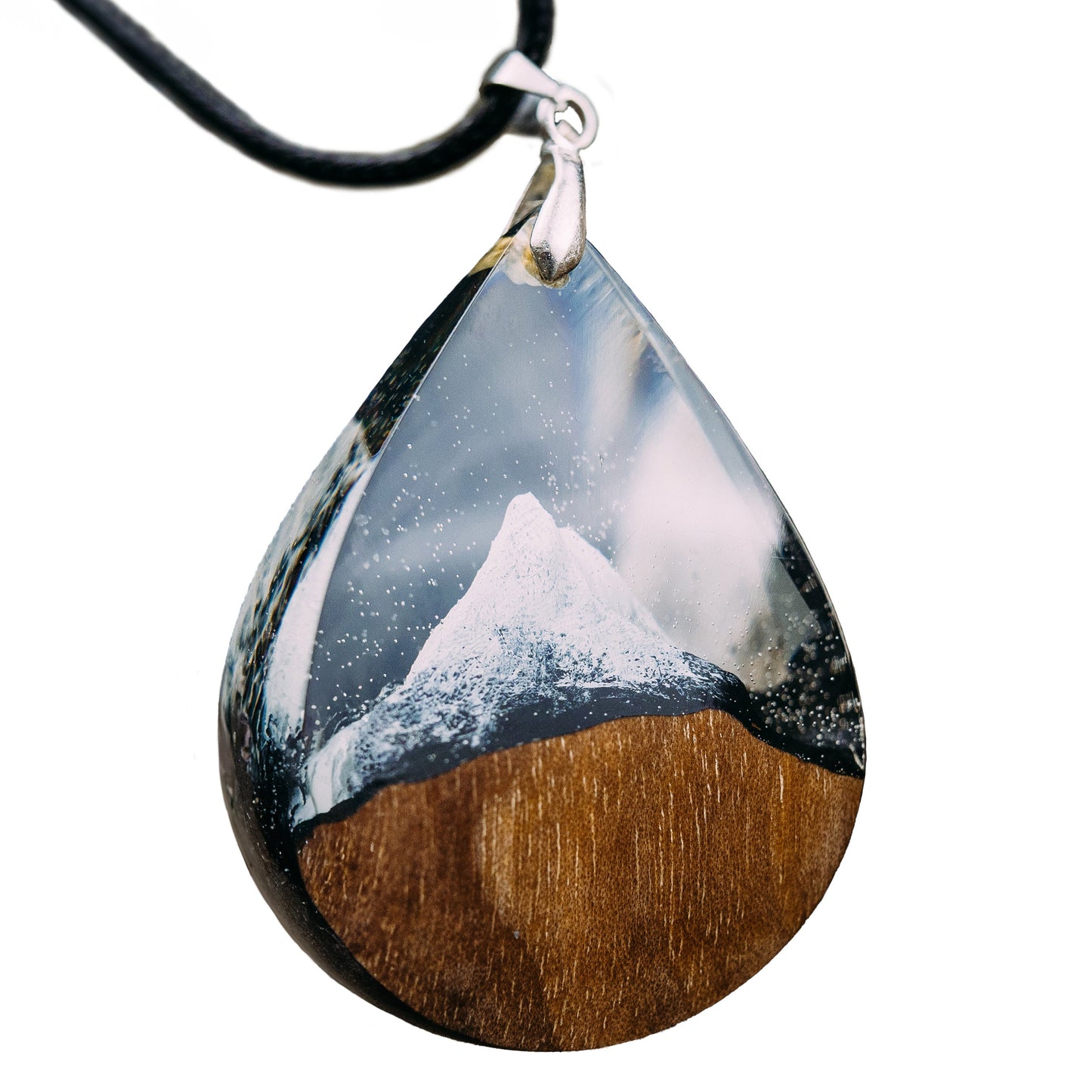 Wood Resin Pendant Matterhorn Mountain Necklace Handmade Resin Jewelry 5th Anniversary Gift for Wife