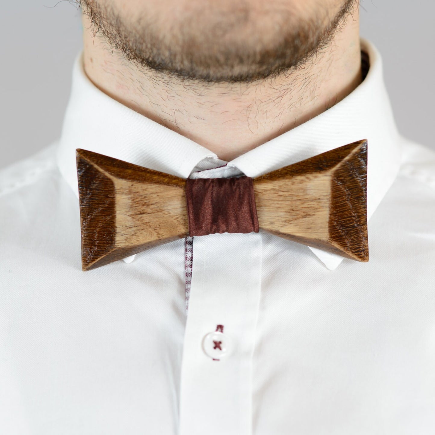 Oak Wooden Bow Tie Cuff Links Set, Handmade Groomsmen Gift