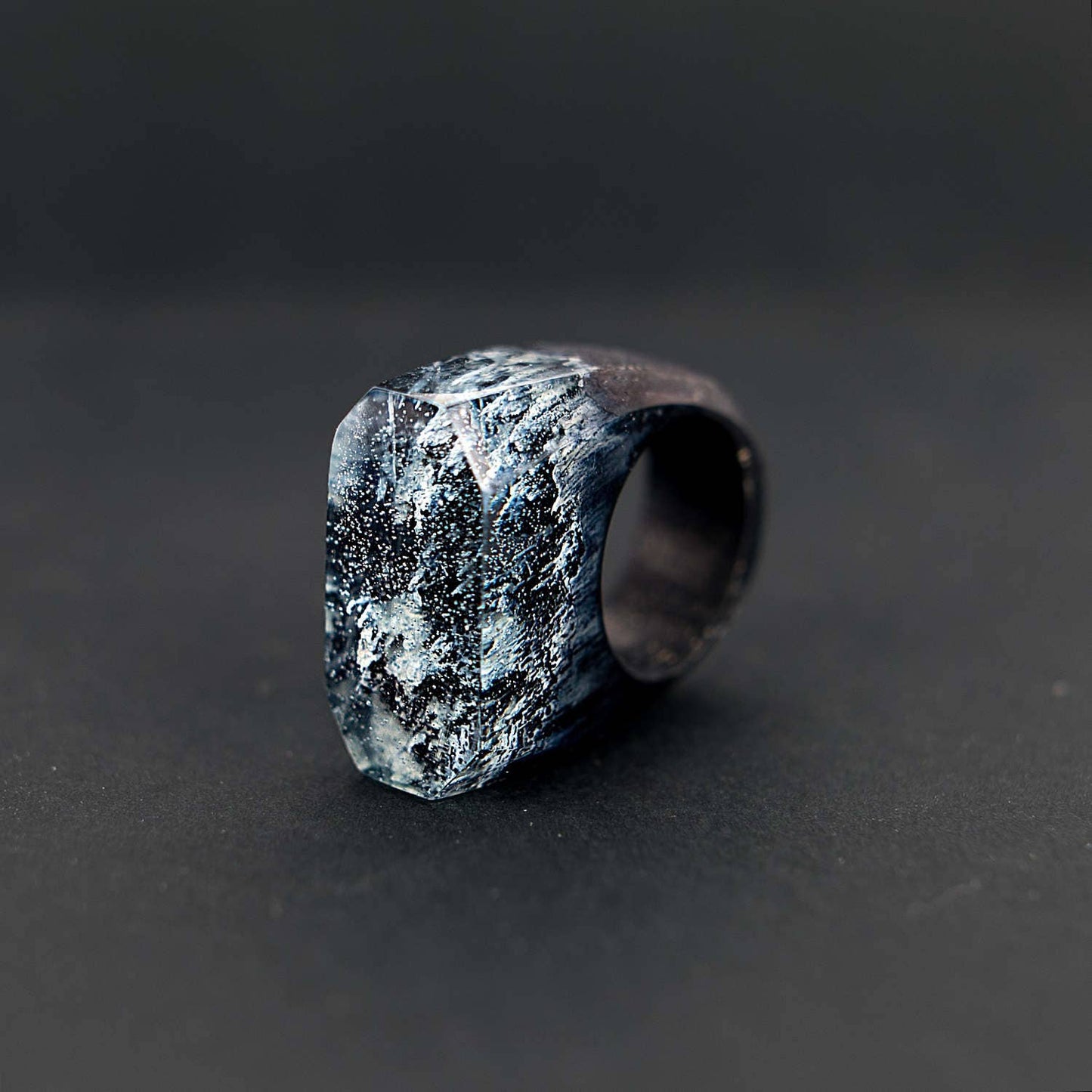Handmade Wood Resin Ring: Landscape Jewelry, 5th Anniversary Gift