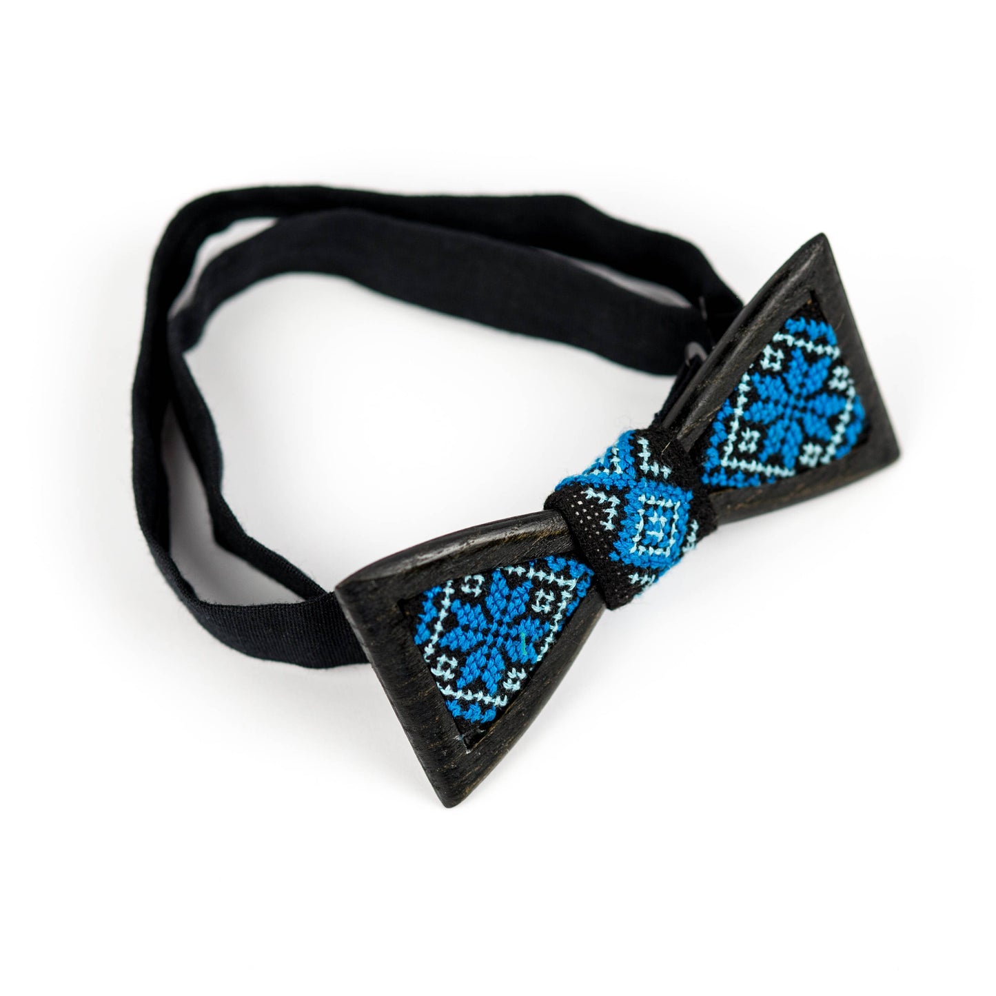 Ukraine Ornament Wooden Bow Tie: Ash Wood, Embroidered