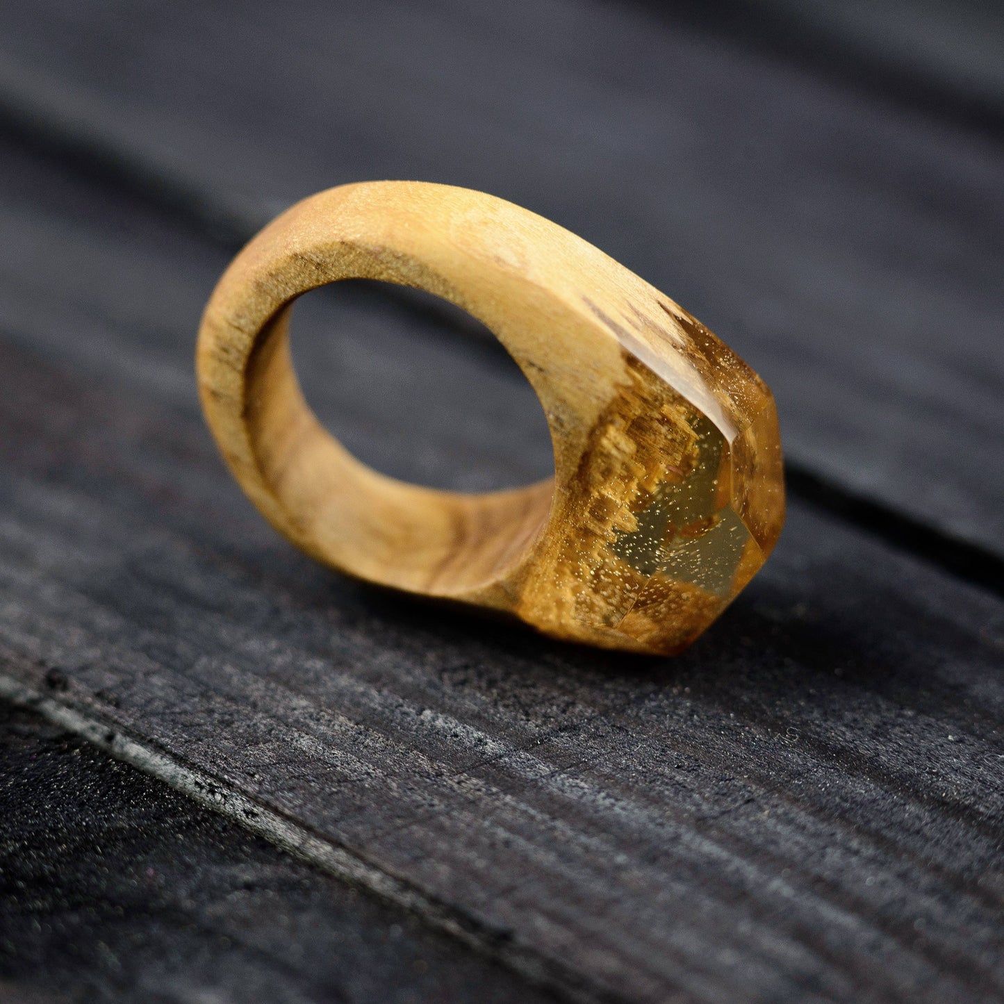 Minimalist Jewelry Wood Resin Ring Personalized Mom Gift