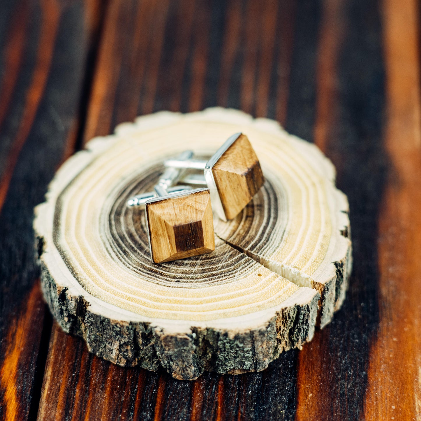 Oak Wooden Bow Tie Cuff Links Set, Handmade Groomsmen Gift
