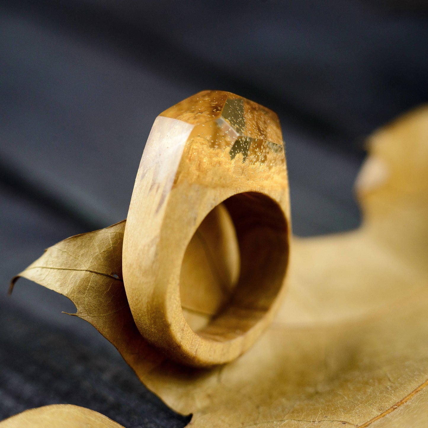 Minimalist Jewelry Wood Resin Ring Personalized Mom Gift