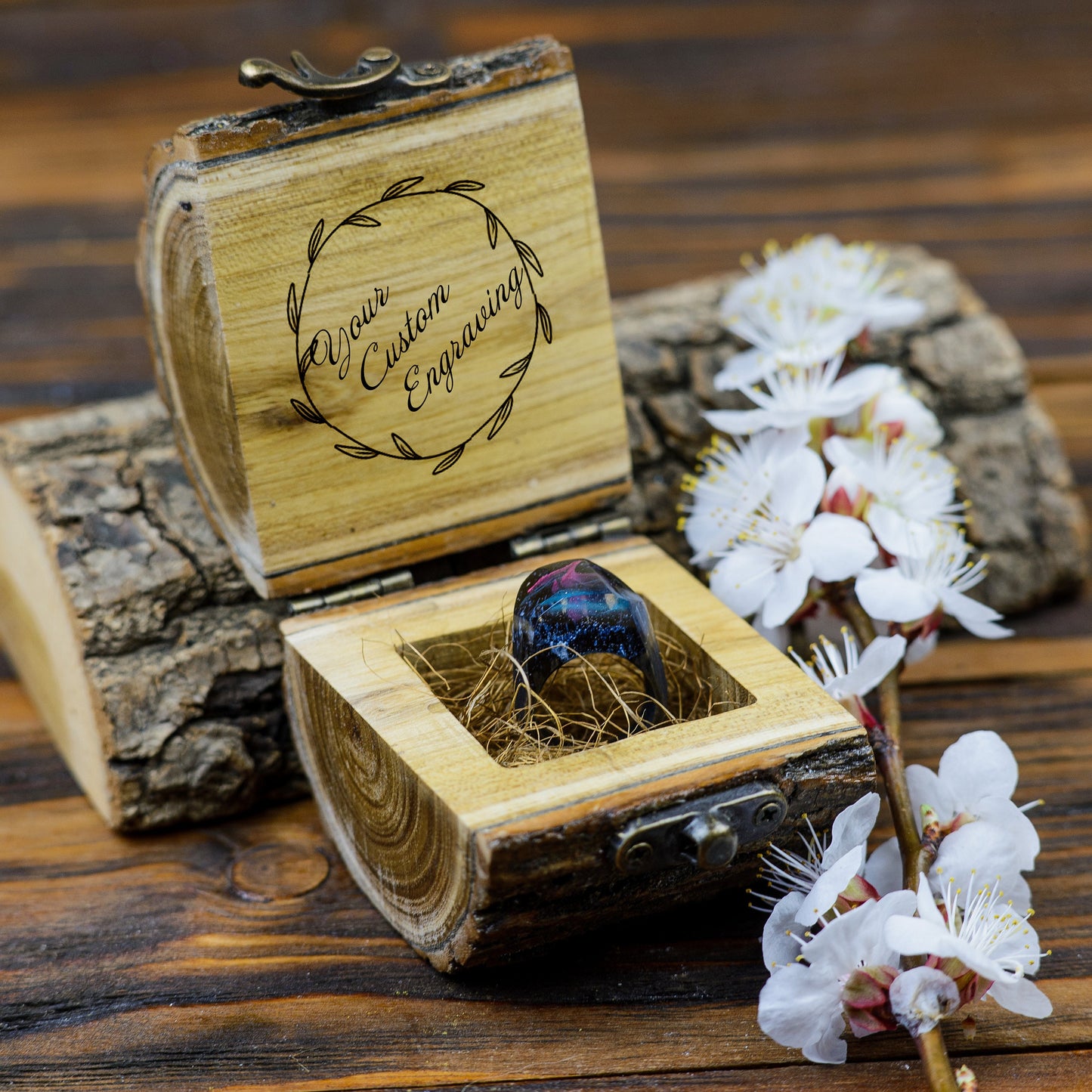 Personalized Rustic Wood Ring Box: Engagement Proposal, Wedding Ring Holder