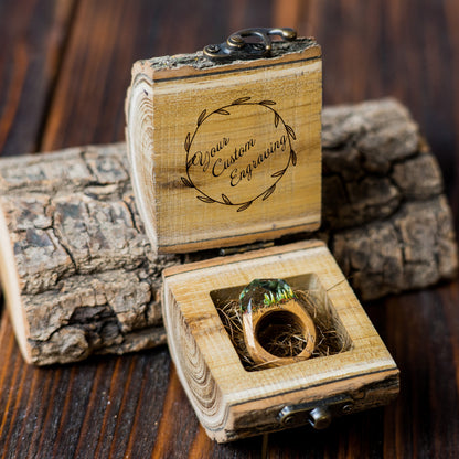 Personalized Rustic Wood Ring Box: Engagement Proposal, Wedding Ring Holder