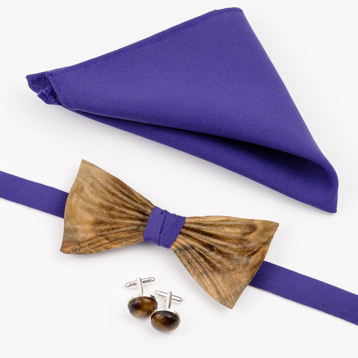 Walnut Wooden Bow Tie Cufflink Set, Groom Best Man Gift