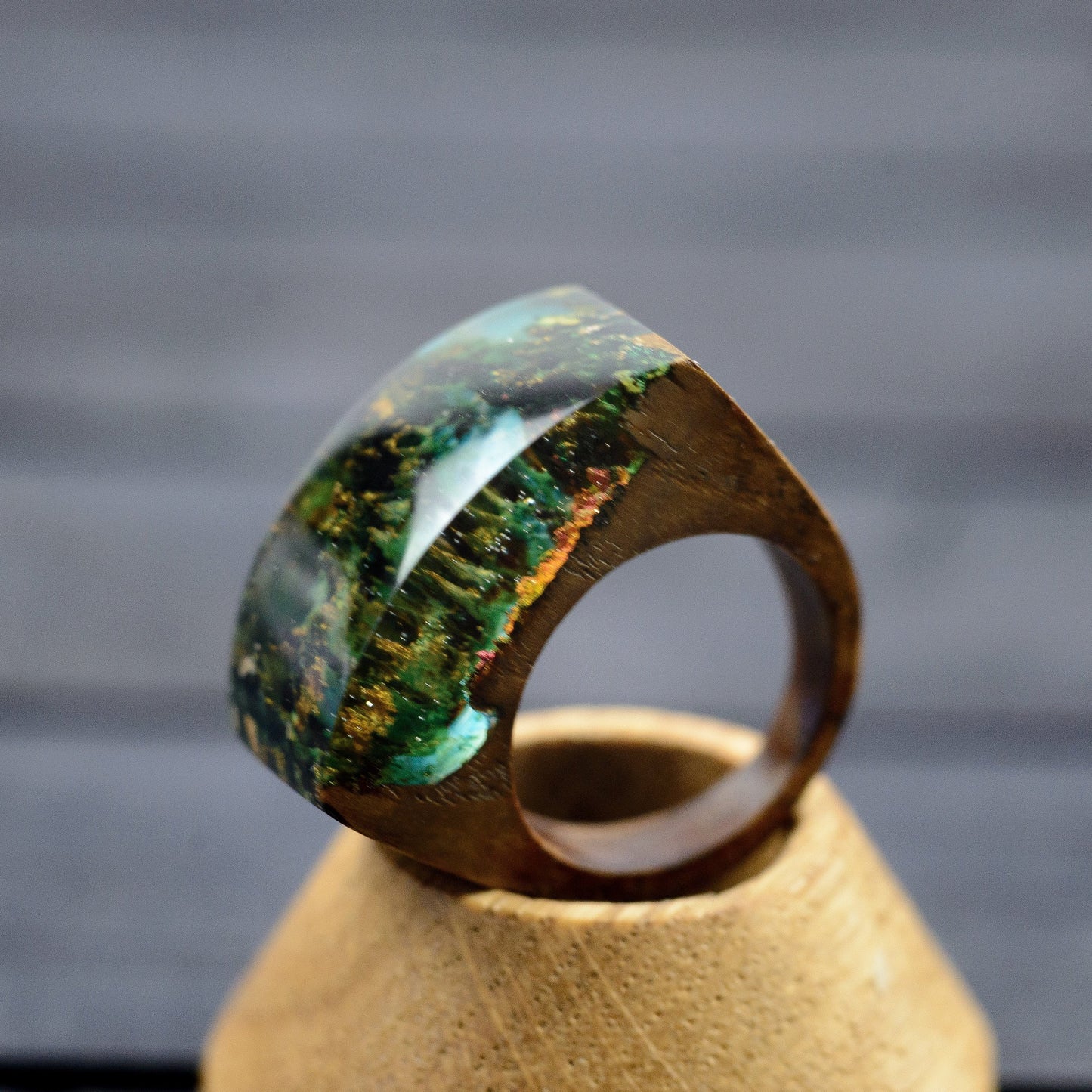 Mountain Landscape Resin Ring - Personalized Cocktail Ring, 5th Anniversary Gift for Wife