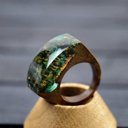 Mountain Landscape Resin Ring - Personalized Cocktail Ring, 5th Anniversary Gift for Wife
