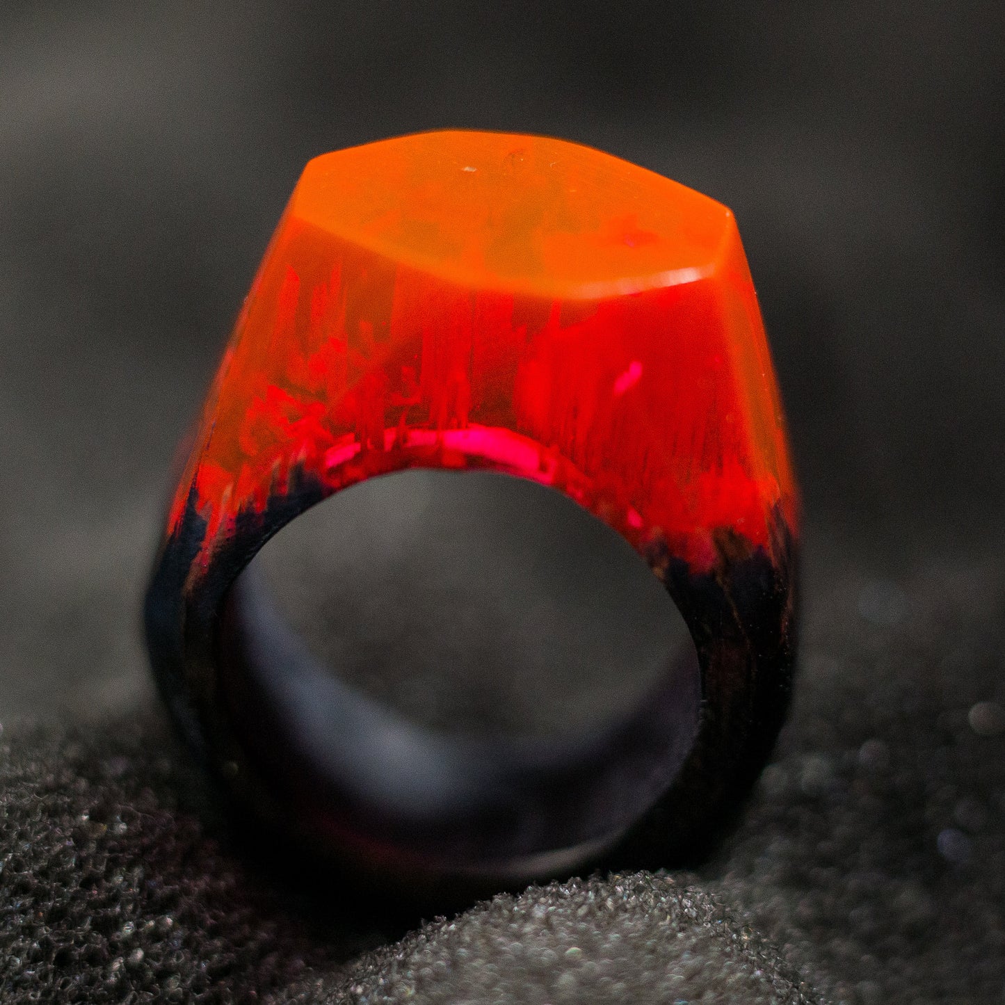 Red Resin Wood Ring: Handmade Women's Ring with Gift Box