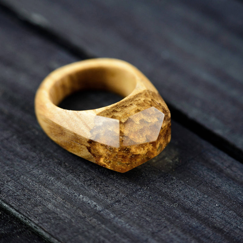 Minimalist Jewelry Wood Resin Ring Personalized Mom Gift