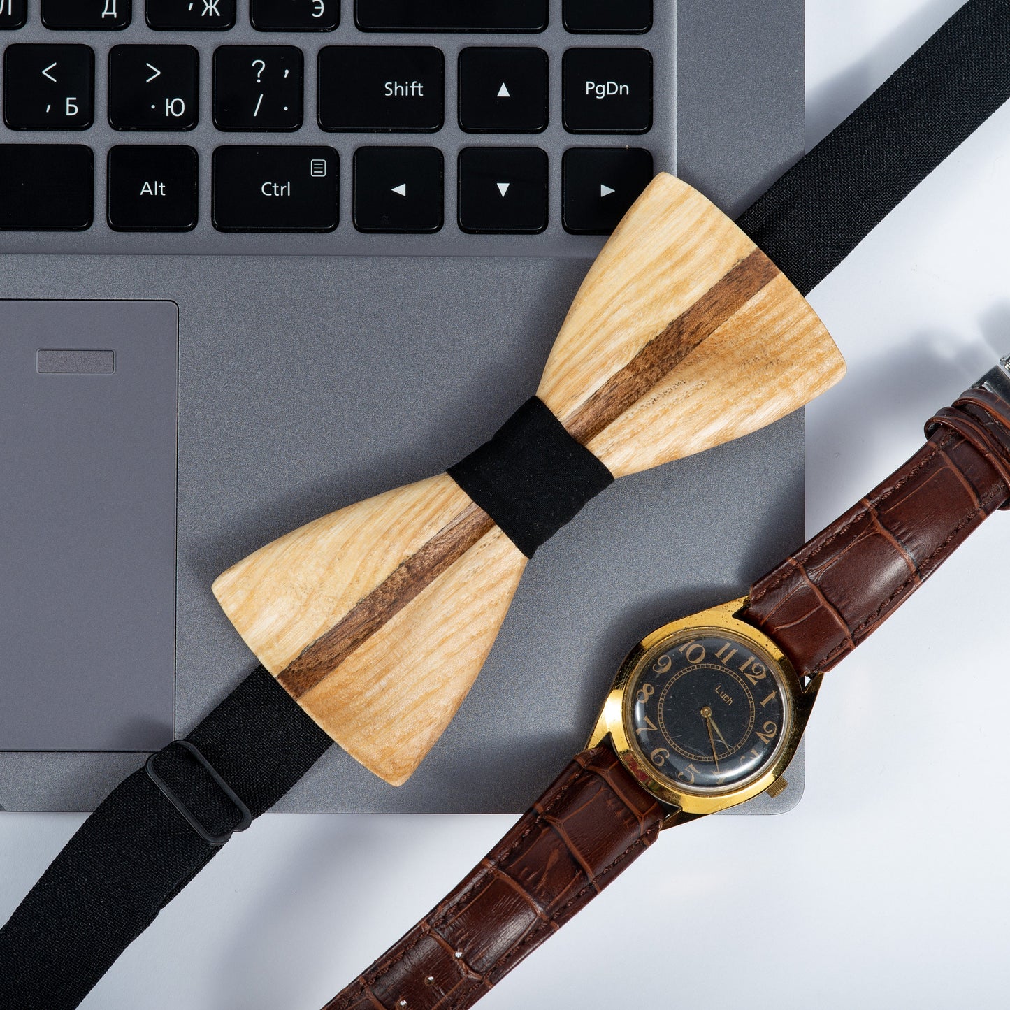 Handmade Ash & Walnut Wooden Bow Tie: Groomsmen Wedding Accessory
