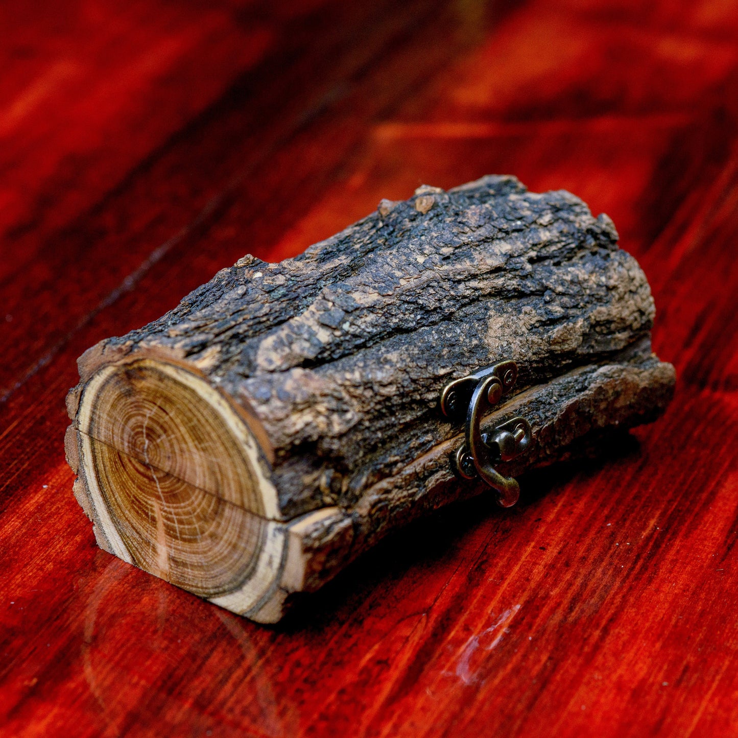 Custom Oak Wood Dual Ring Box: Rustic Wedding Proposal