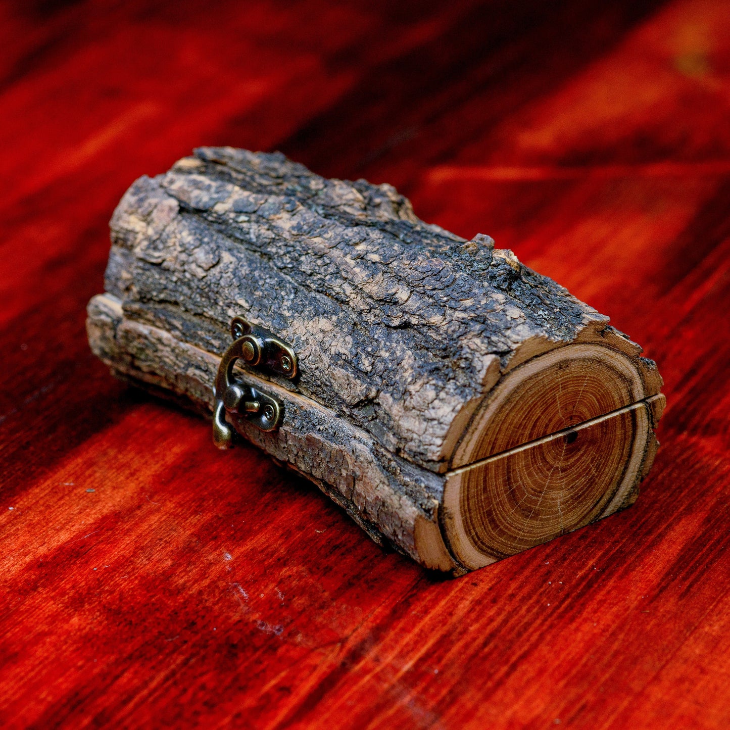Custom Oak Wood Dual Ring Box: Rustic Wedding Proposal