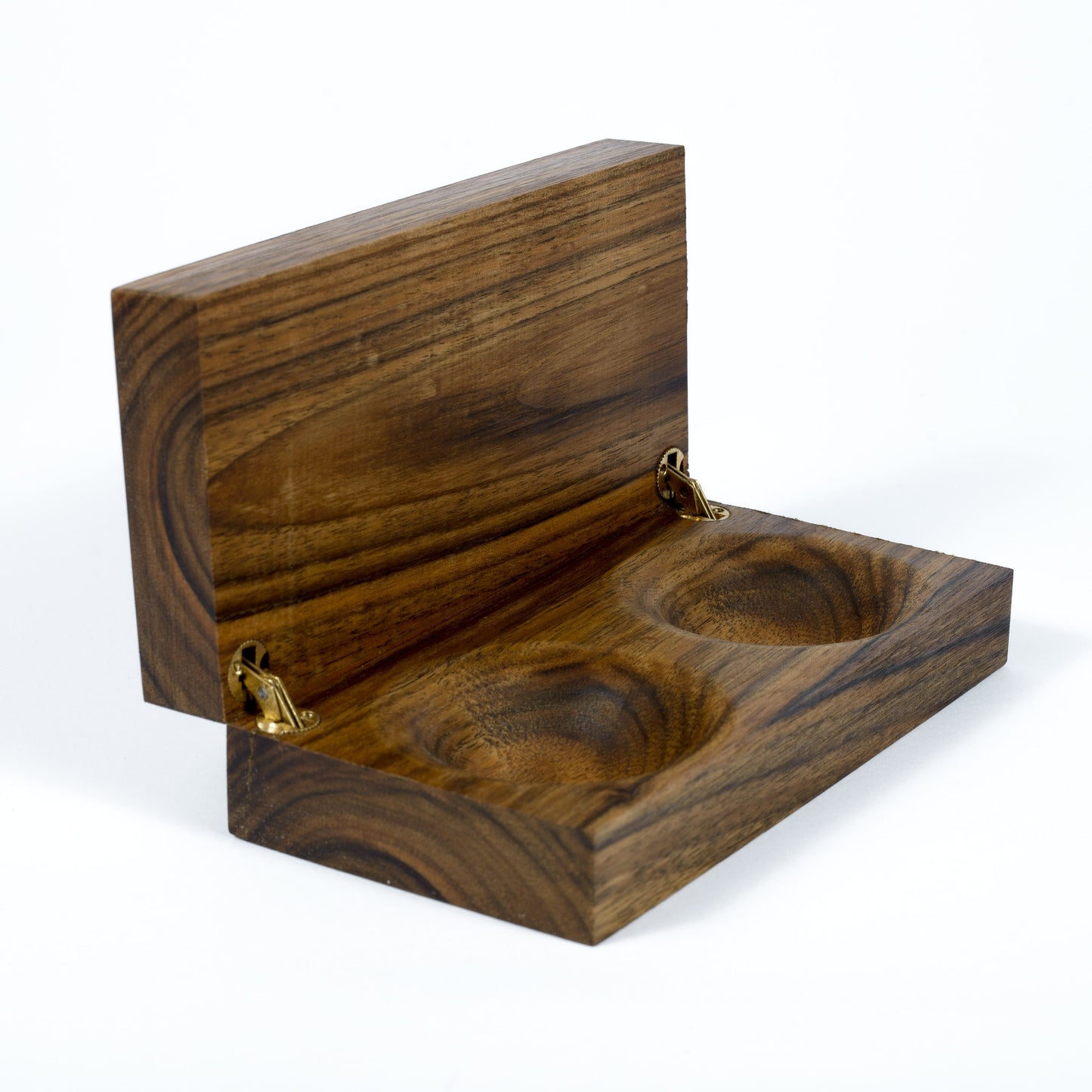 Walnut Wood Wedding Ring Box: Dual Ring, Custom Engraving