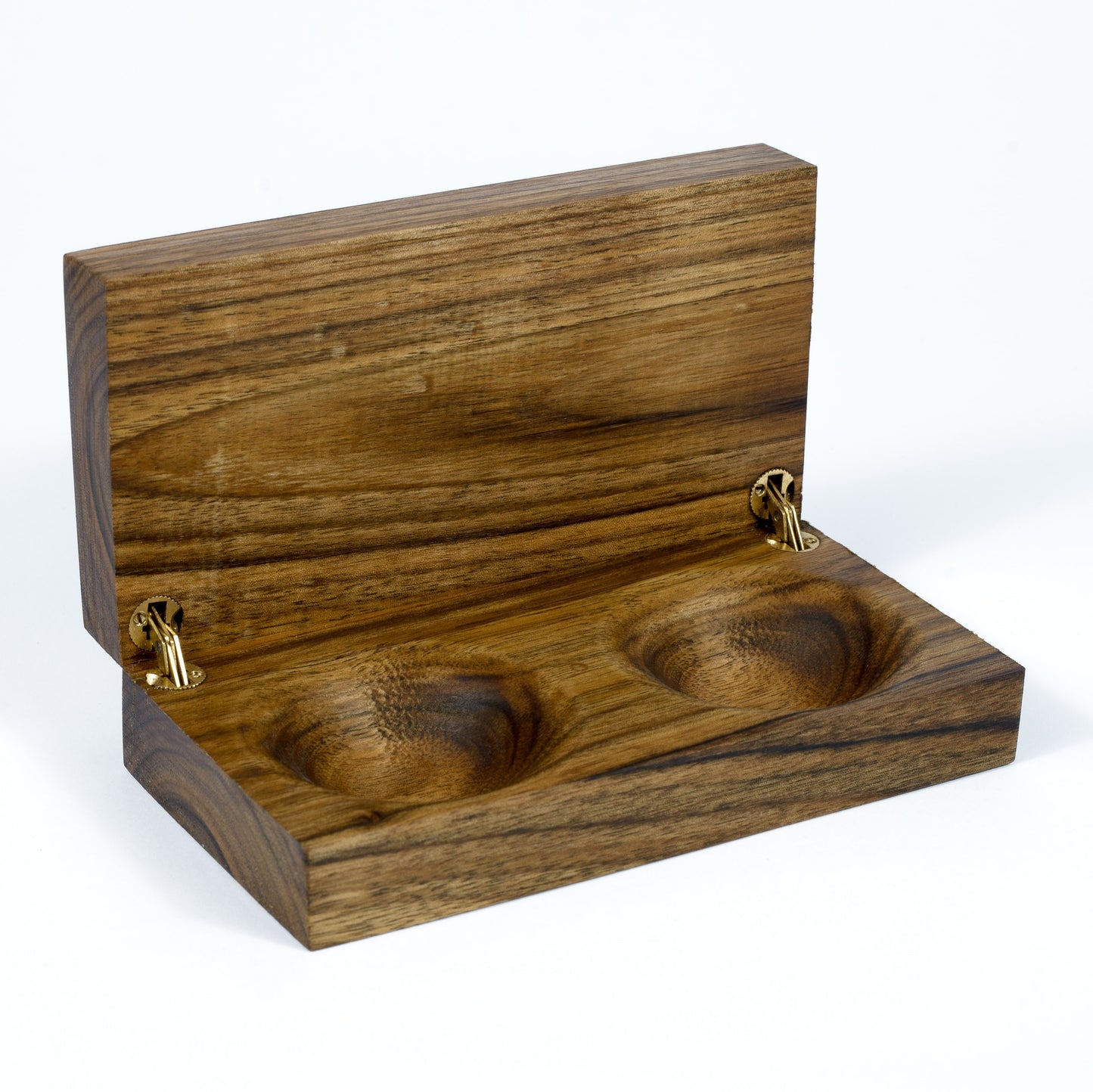 Walnut Wood Wedding Ring Box: Dual Ring, Custom Engraving