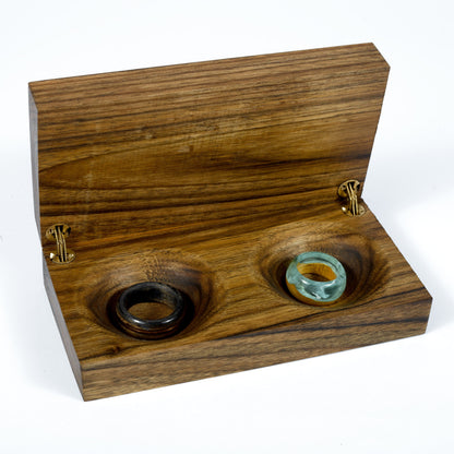 Close-up of custom engraving on wedding ring box