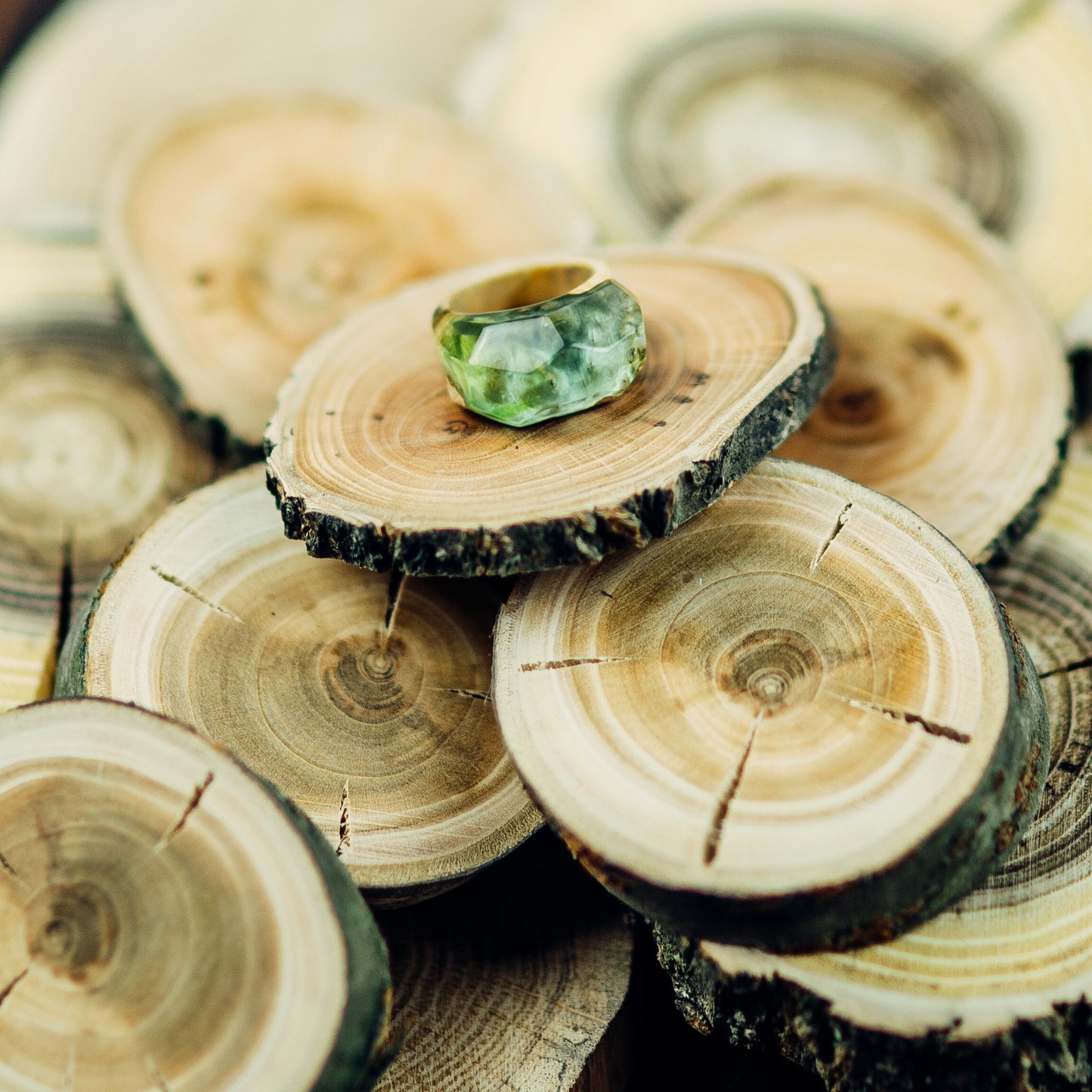 Wooden Resin Ring, Unique Custom Ring Personalized Anniversary Gifts