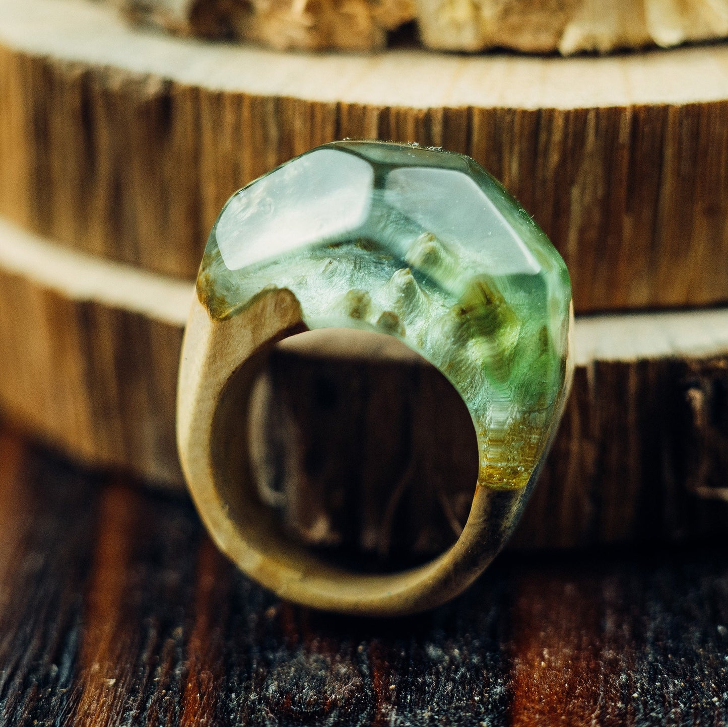 Wooden Resin Ring, Unique Custom Ring Personalized Anniversary Gifts