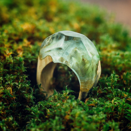Wooden Resin Ring, Unique Custom Ring Personalized Anniversary Gifts