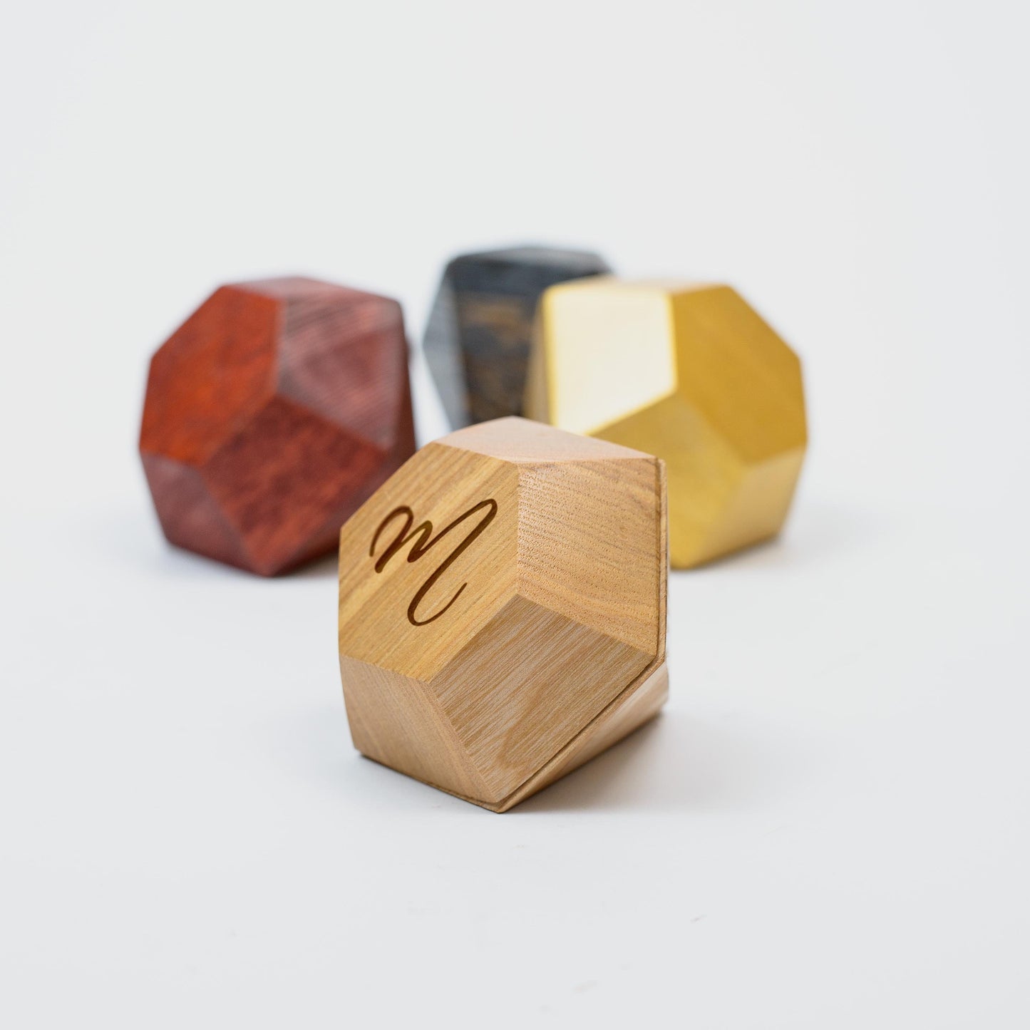Personalized Diamond Shaped Wood Ring Box: Engagement Proposal