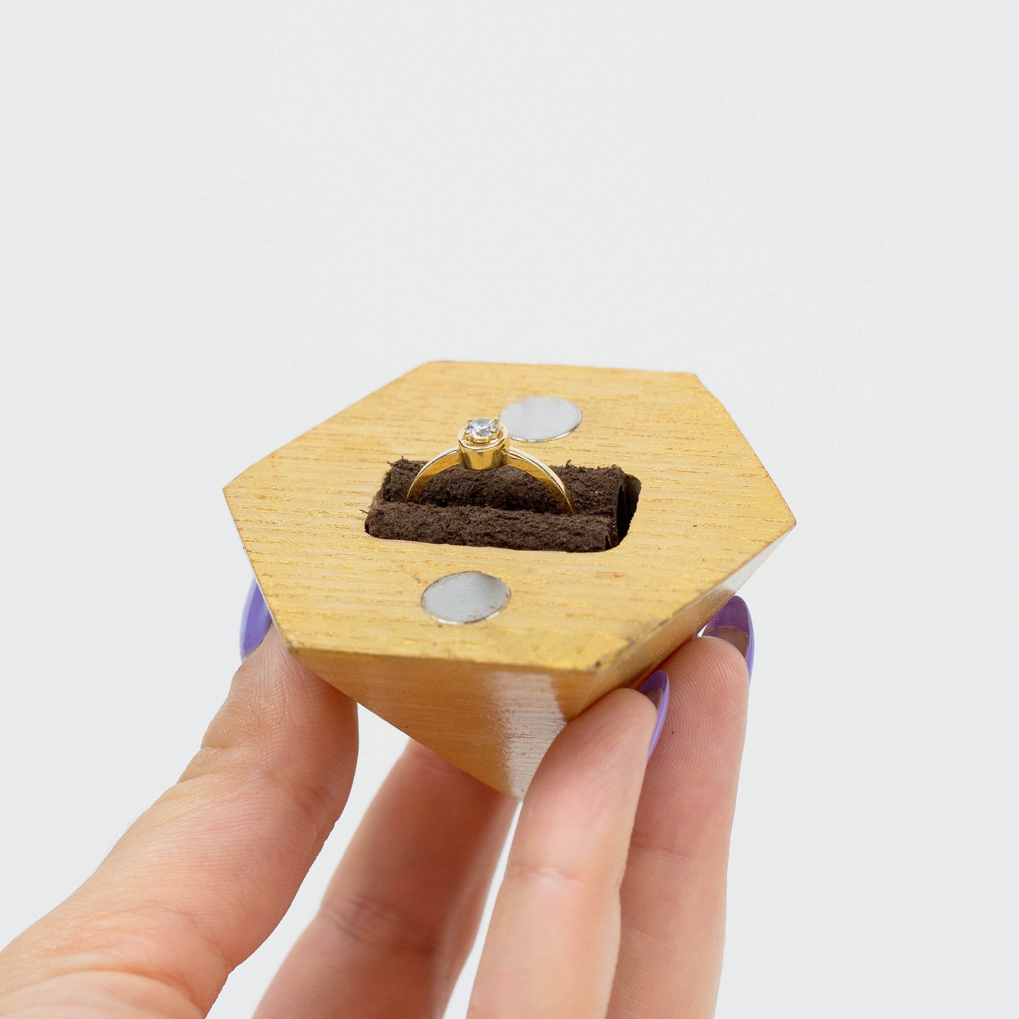 Personalized Diamond Shaped Wood Ring Box: Engagement Proposal
