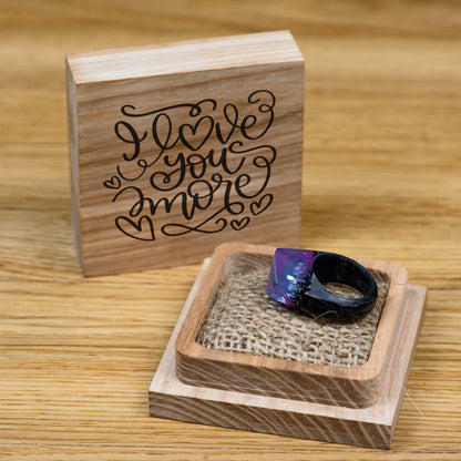 Pink Aurora Borealis Personalized Wood Resin Ring Anniversary  Gift for Women