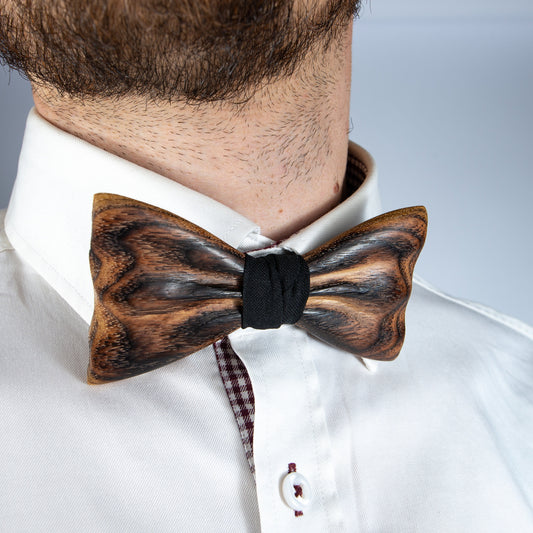 Handmade Oak Wood Bow Tie: Brown Barn Wedding Groomsmen Gift