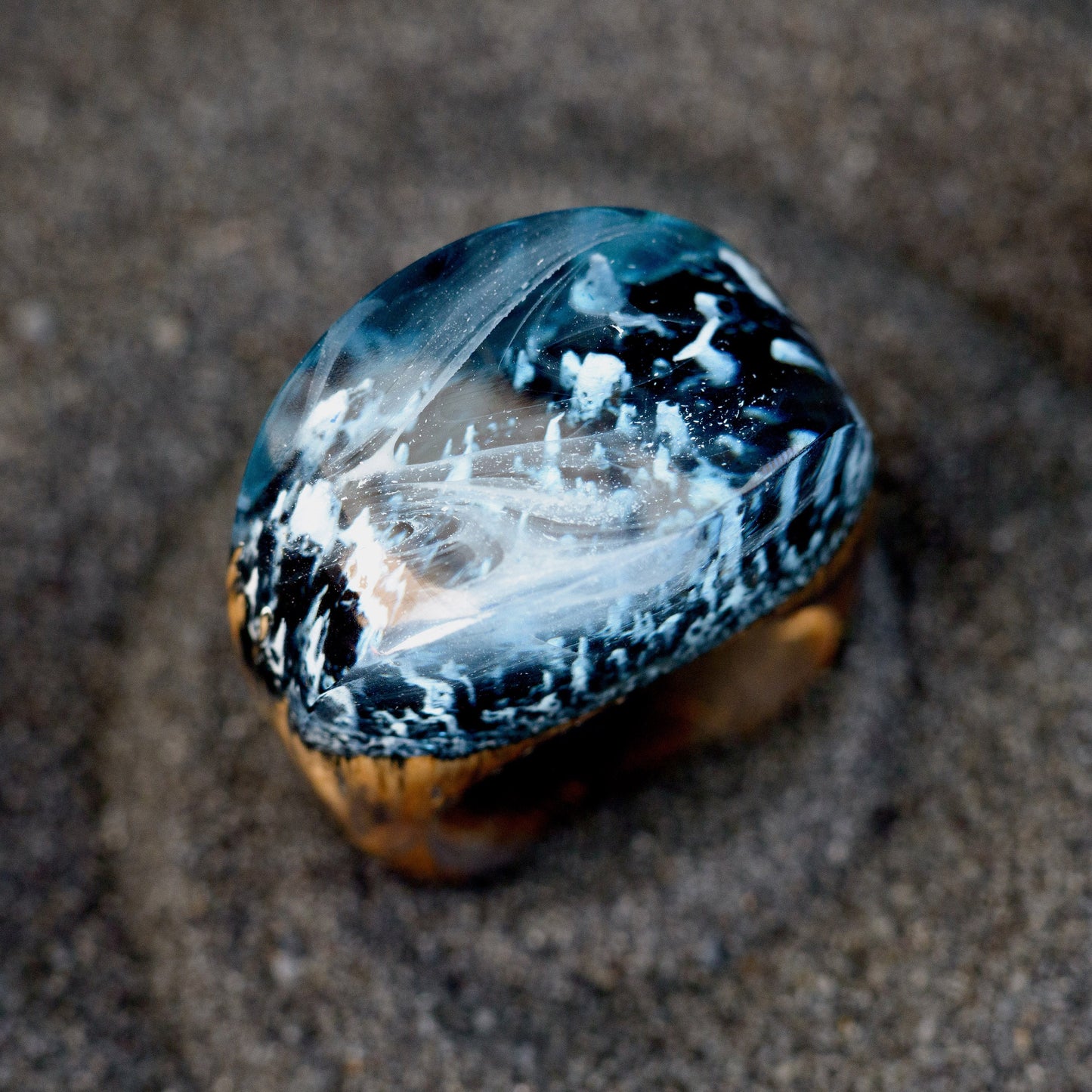 Enchanted Forest Wood Resin Ring: Snow Blizzard Landscape
