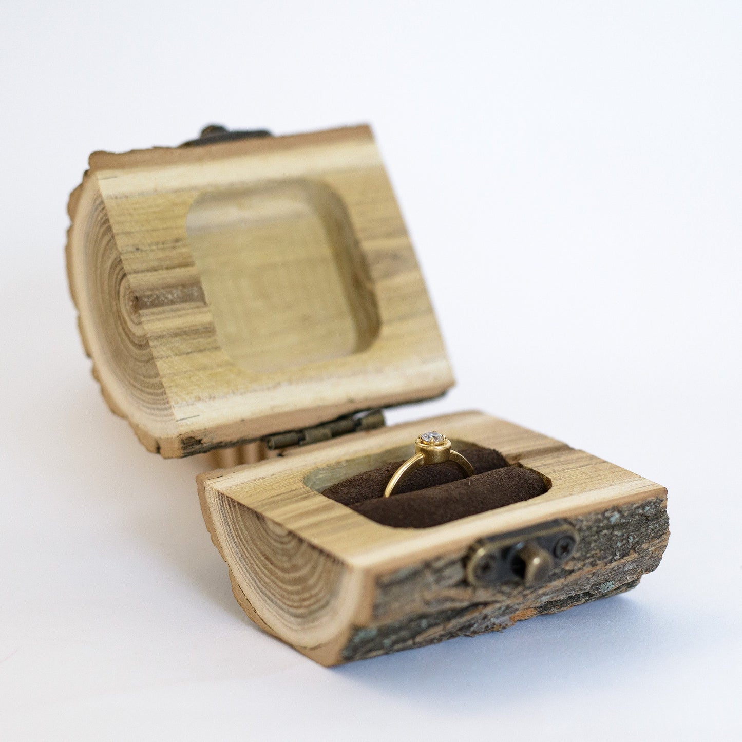 Personalized Wood Engagement Ring Box: Rustic Wedding Ring Holder