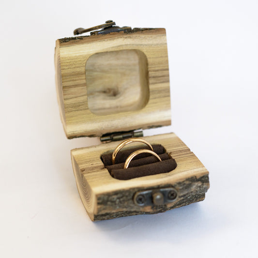 Personalized Wood Engagement Ring Box: Rustic Wedding Ring Holder