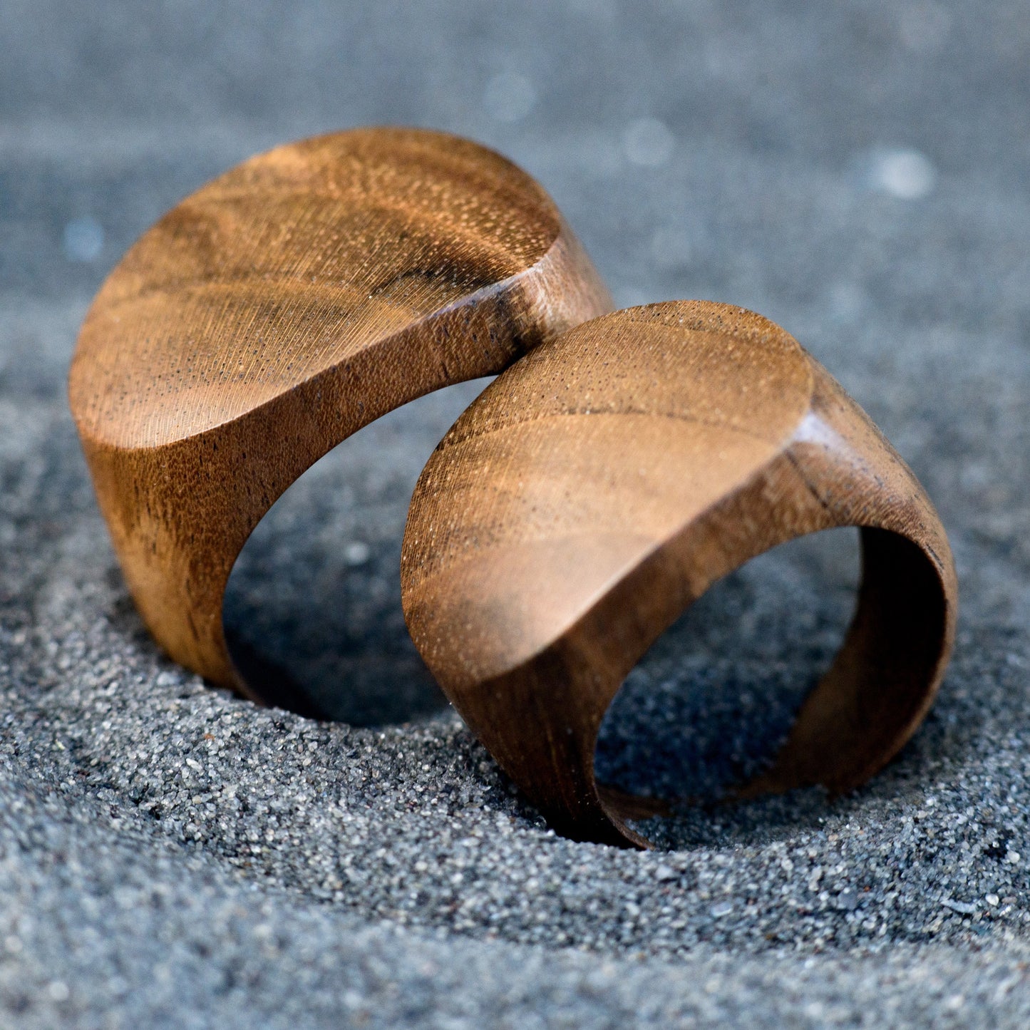 Unisex Walnut Wooden Ring for Couple Wood Rings for 5th Anniversary Gift