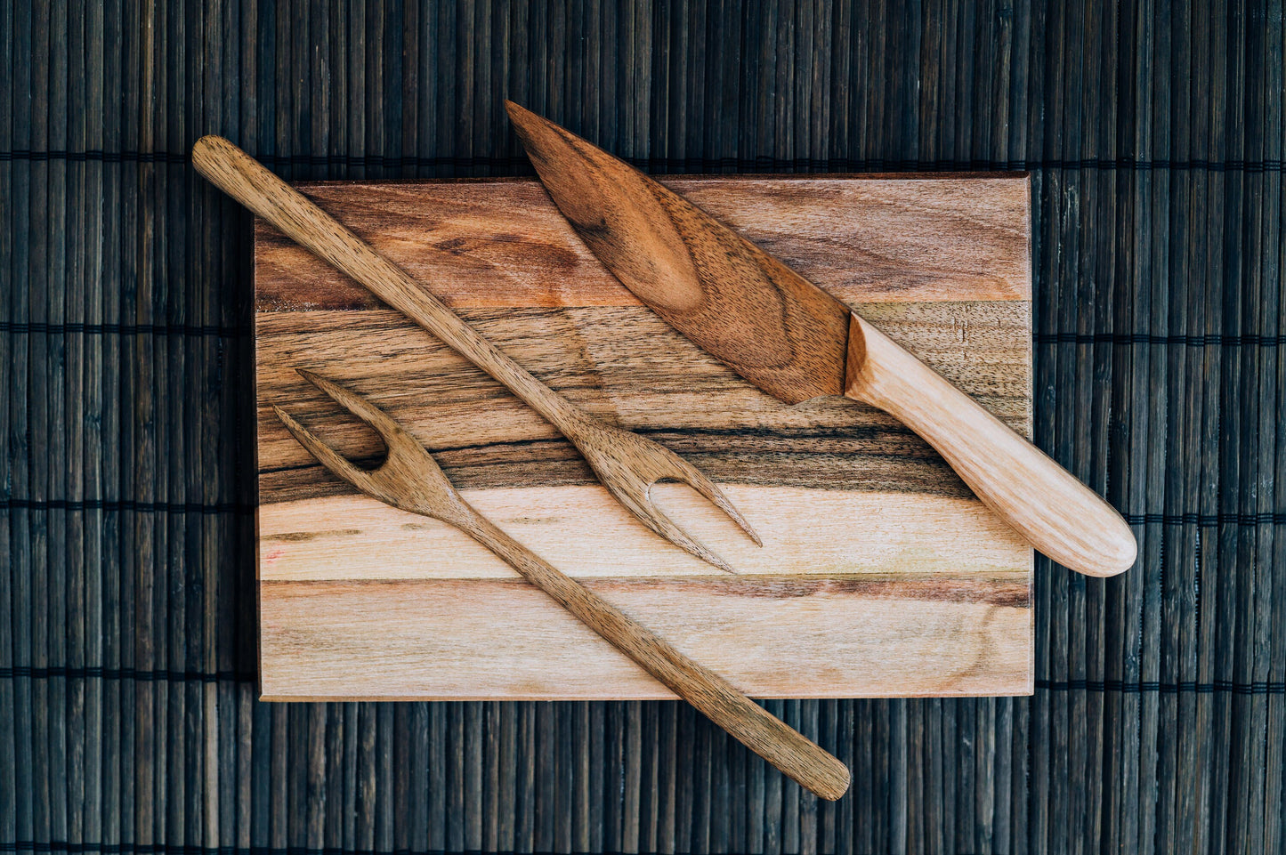 Personalized Wooden Cheese Board Set: Walnut & Ash Knife and Forks