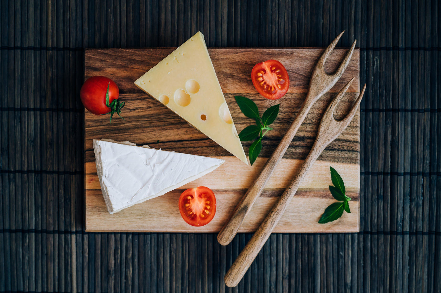 Personalized Wooden Cheese Board Set: Walnut & Ash Knife and Forks