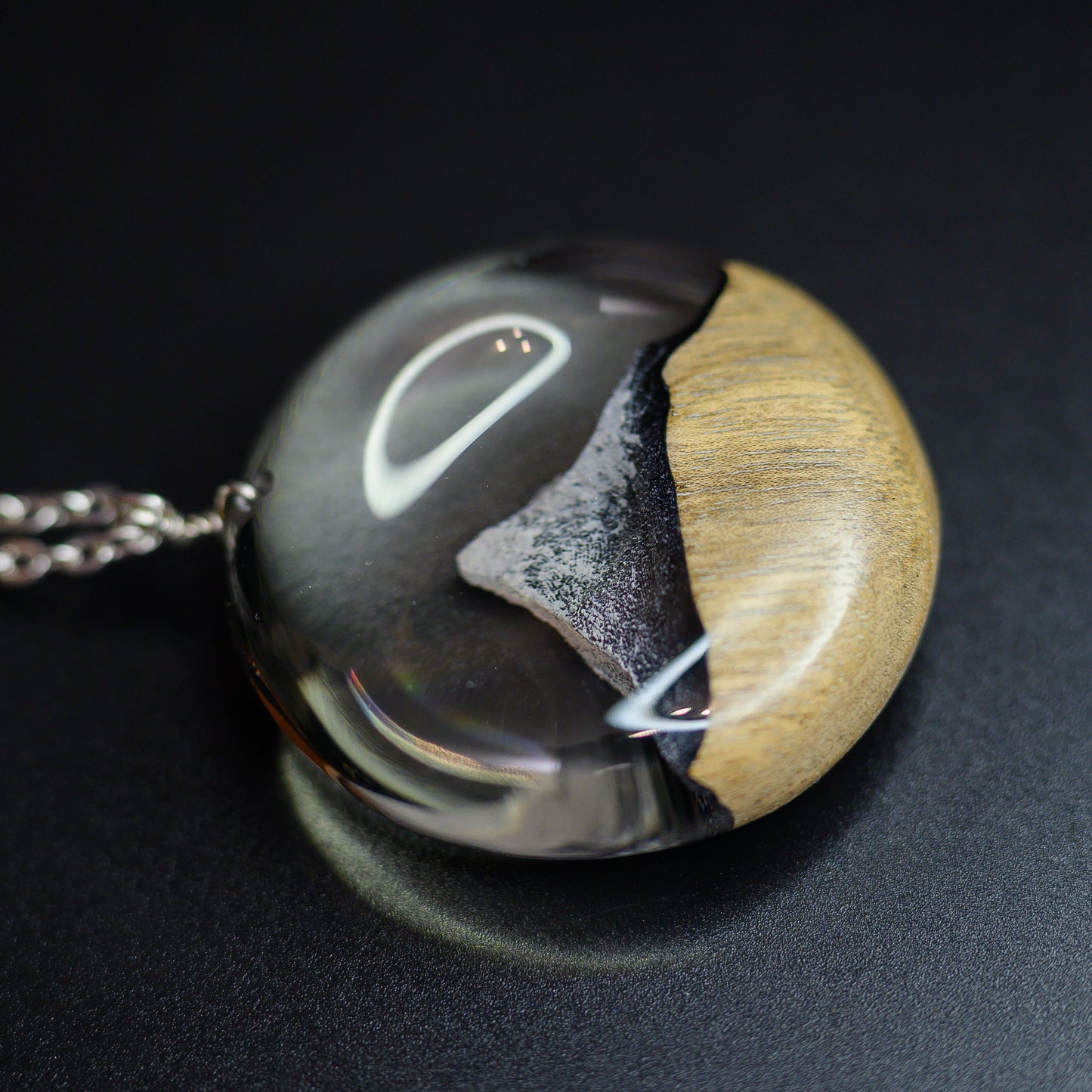Matterhorn Mountain Wood Resin Necklace: Winter Landscape Jewelry