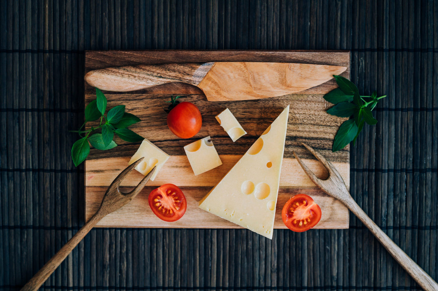 Personalized Wooden Cheese Board Set: Walnut & Ash Knife and Forks