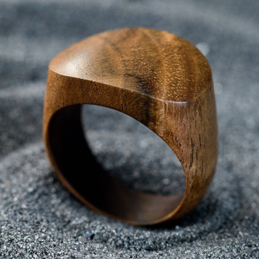Unisex Walnut Wooden Ring for Couple Wood Rings for 5th Anniversary Gift