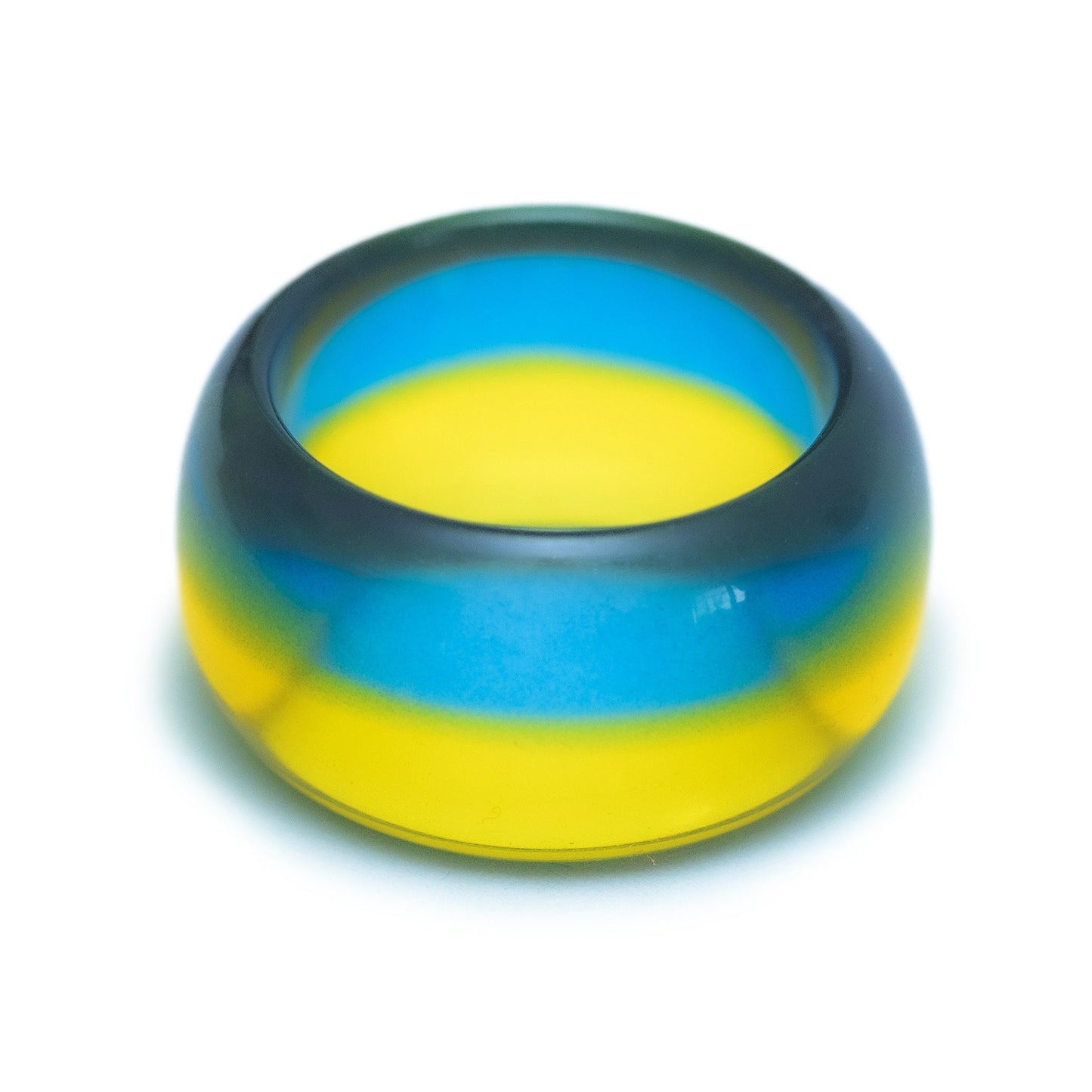 Handmade Ukraine Flag Resin Ring | Personalized Engraved Wooden Box | Patriotic Jewelry