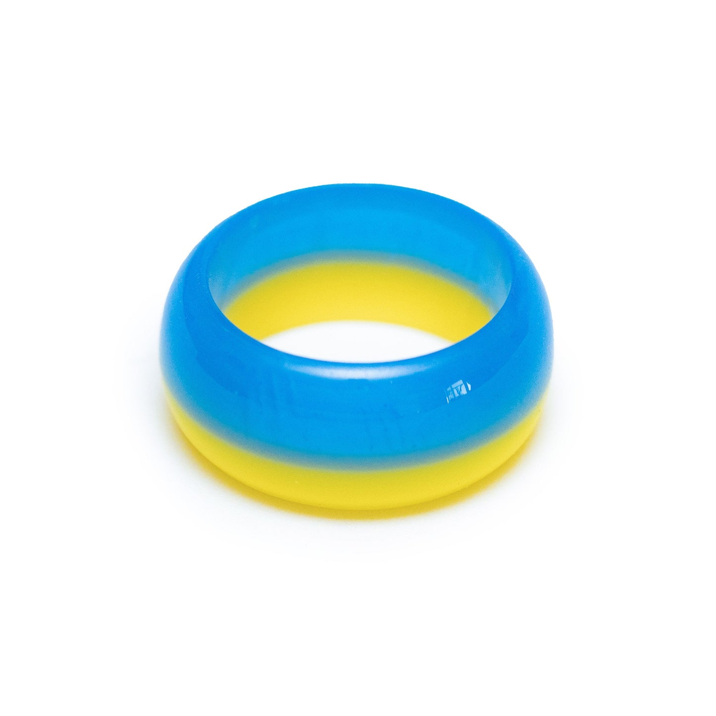 Handmade Ukraine Flag Resin Ring | Personalized Engraved Wooden Box | Patriotic Jewelry