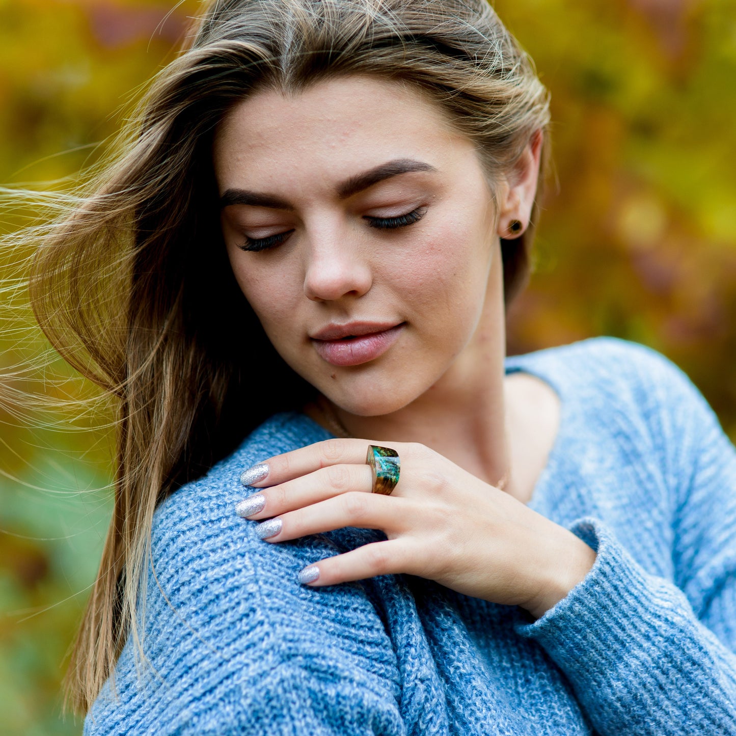Personalized Wooden Ring – Mountain Landscape Ring, 5th Anniversary Gift for Wife, Mothers Day Jewelry