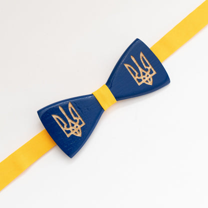 Ukraine Emblem Wooden Bow Tie, Personalized Gift for Men