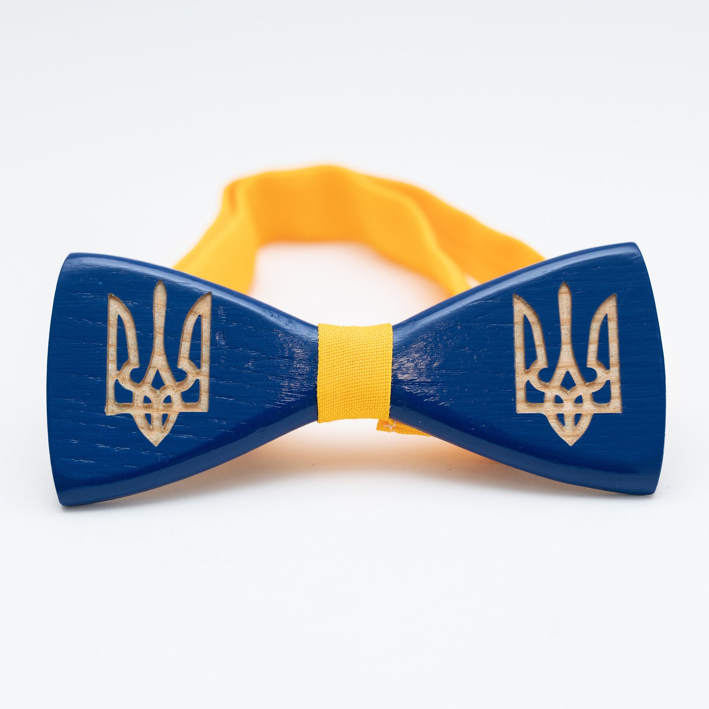Ukraine Emblem Wooden Bow Tie, Personalized Gift for Men