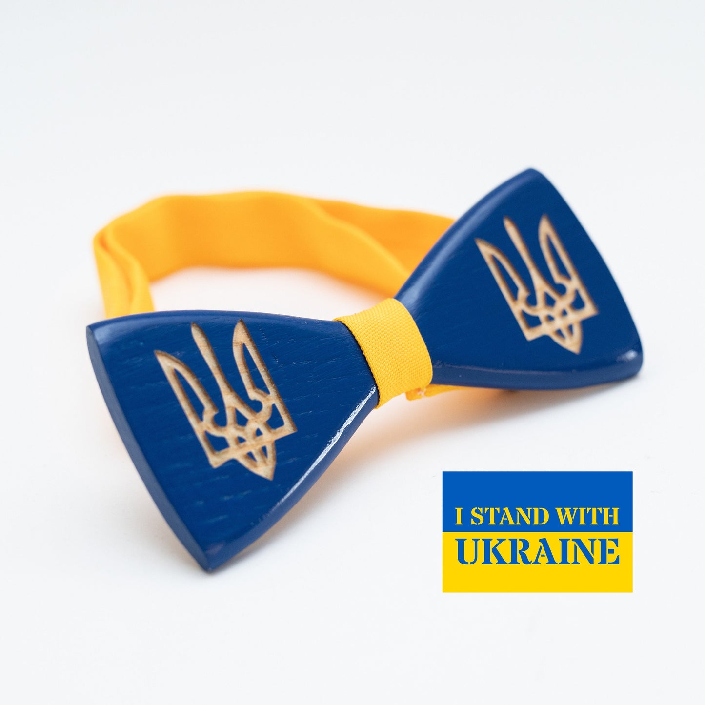 Ukraine Emblem Wooden Bow Tie, Personalized Gift for Men