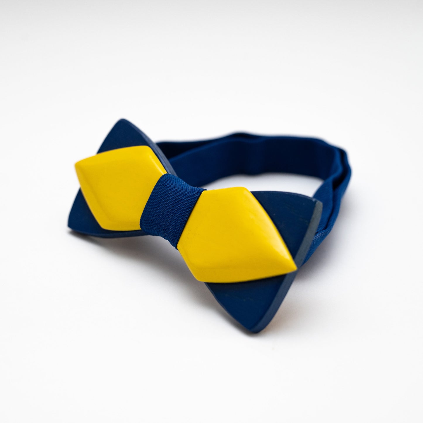 Blue and Yellow Wooden Bow Tie in Ukraine Colors with Personalized Wood Gift Box