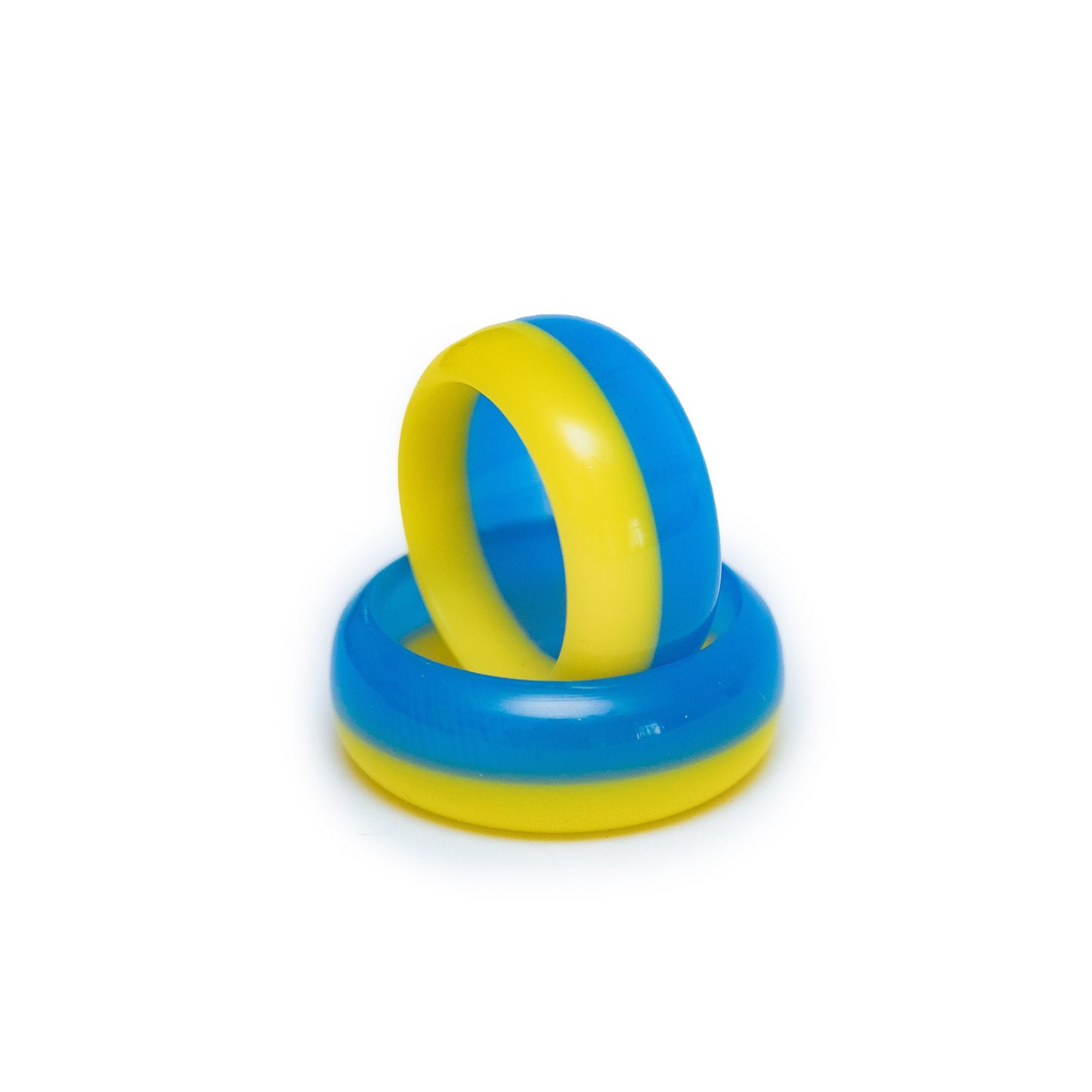Handmade Ukraine Flag Resin Ring | Personalized Engraved Wooden Box | Patriotic Jewelry