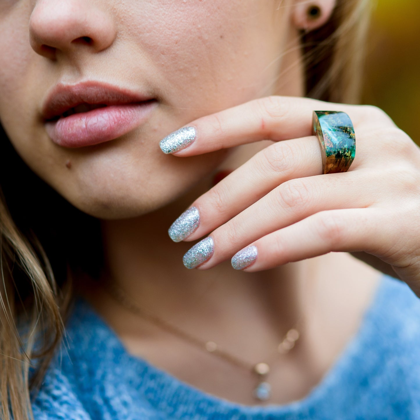 Mountain Landscape Resin Ring - Personalized Cocktail Ring, 5th Anniversary Gift for Wife
