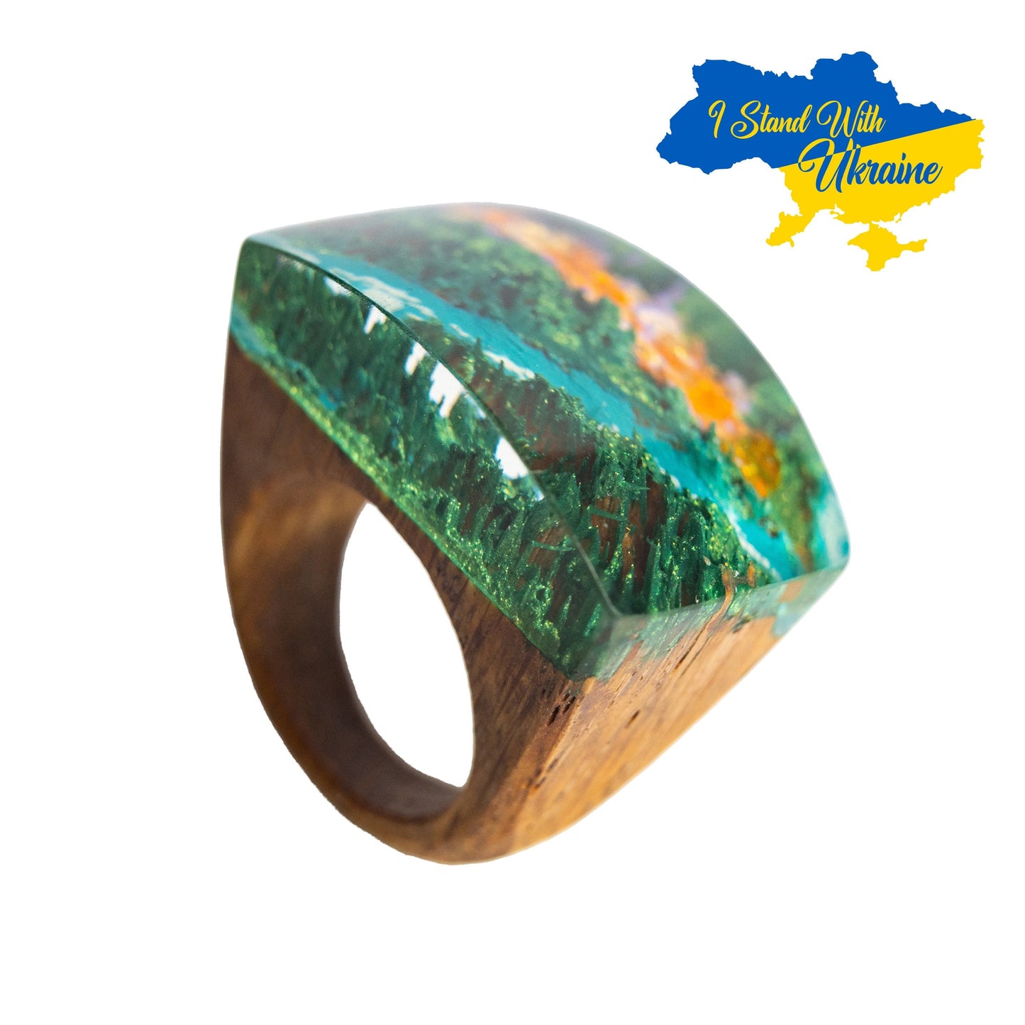 Personalized Wooden Ring – Mountain Landscape Ring, 5th Anniversary Gift for Wife, Mothers Day Jewelry
