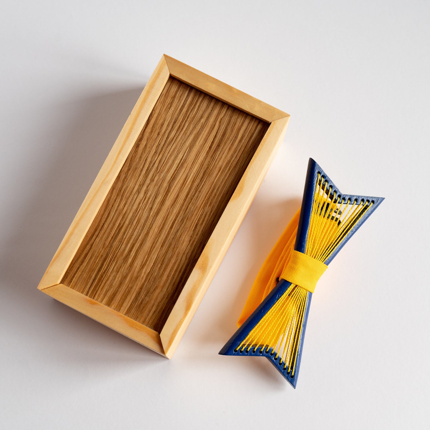 Ukraine Colors Wooden Bow Tie for Men in Personalized Wood Gift Box