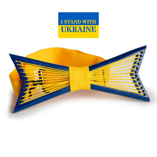 Ukraine Colors Wooden Bow Tie for Men in Personalized Wood Gift Box