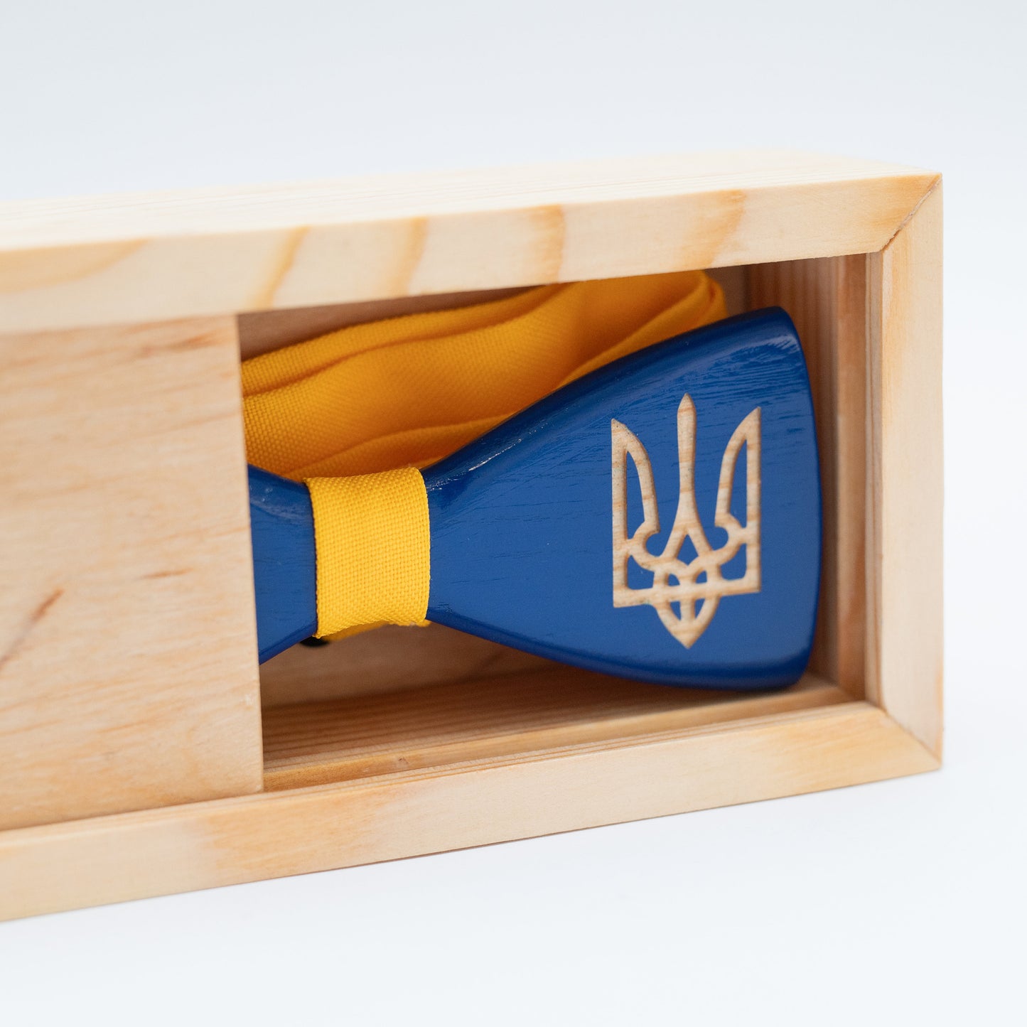 Ukraine Emblem Wooden Bow Tie, Personalized Gift for Men